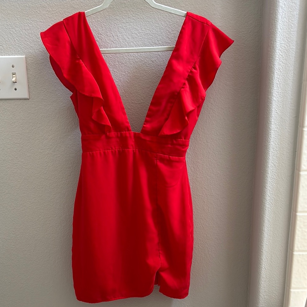 REVOLVE Red Ruffled Sleeves Dress